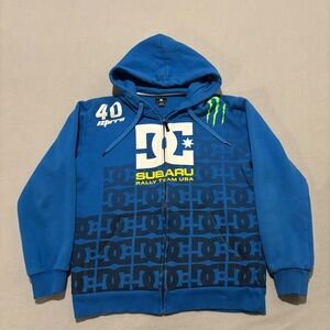 DC Shoes Ken Block Monster Hoodie Blue Y2K Skateboard Full Zip‎ Fall Size Medium